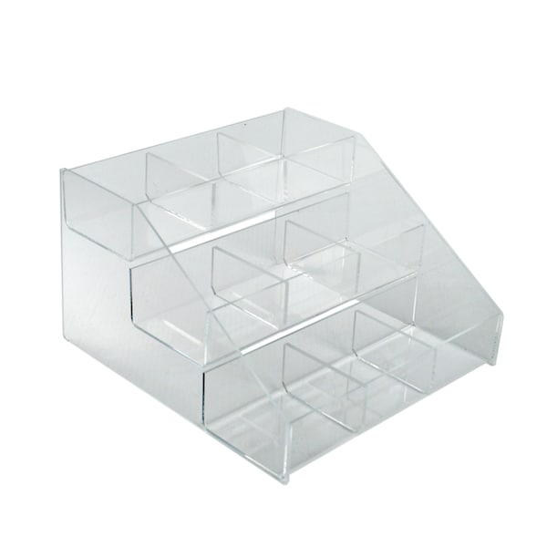 Three-Tier 9 Compartment Counter Step Display:12"W x 11.75"D x 7"H